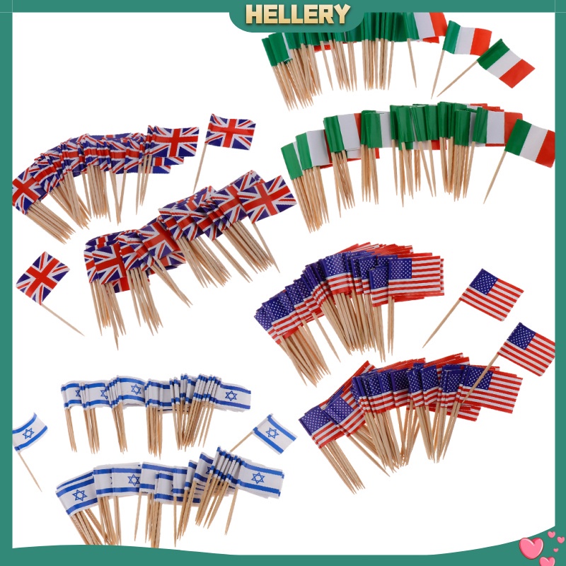 Set 100 Tăm Xỉa Răng Hình Lá Cờ Anh Trang Trí Bánh Kem