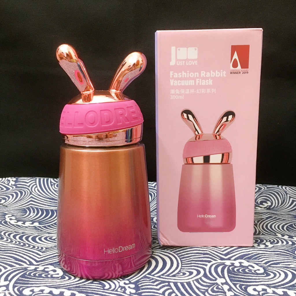 Bình giữ nhiệt Fashion Rabbit Hello Dream tai thỏ 350ml cá tính, món quà sáng tạo giữ nhiệt đến 12h chất liệu inox 304