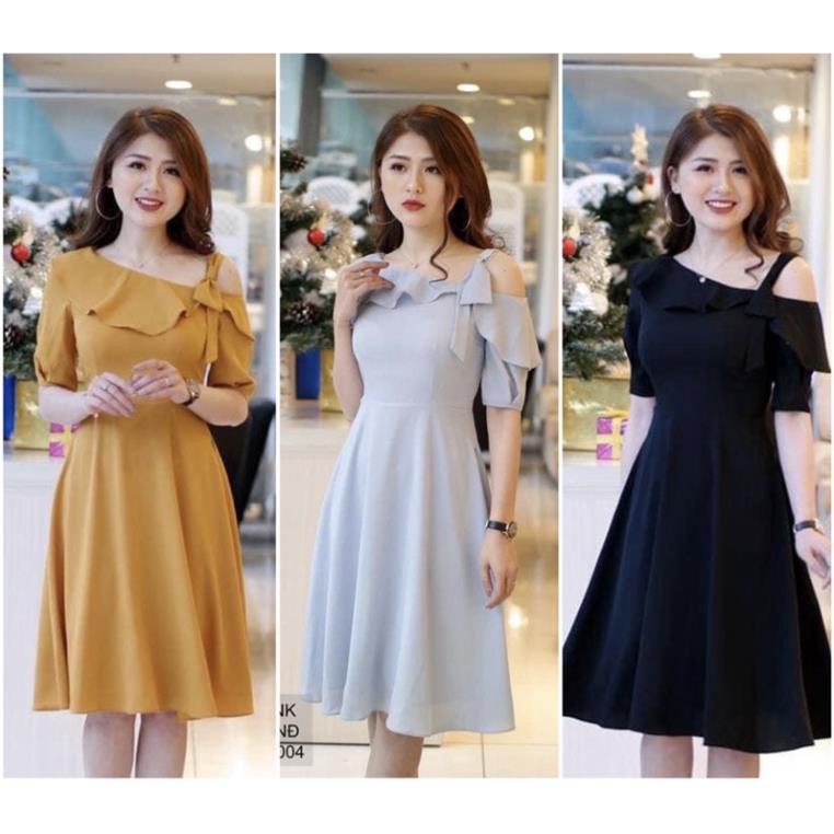 Bán sỉ♥️Hàng thiết kế♥️Đầm xoè trễ vai dây nơ V304