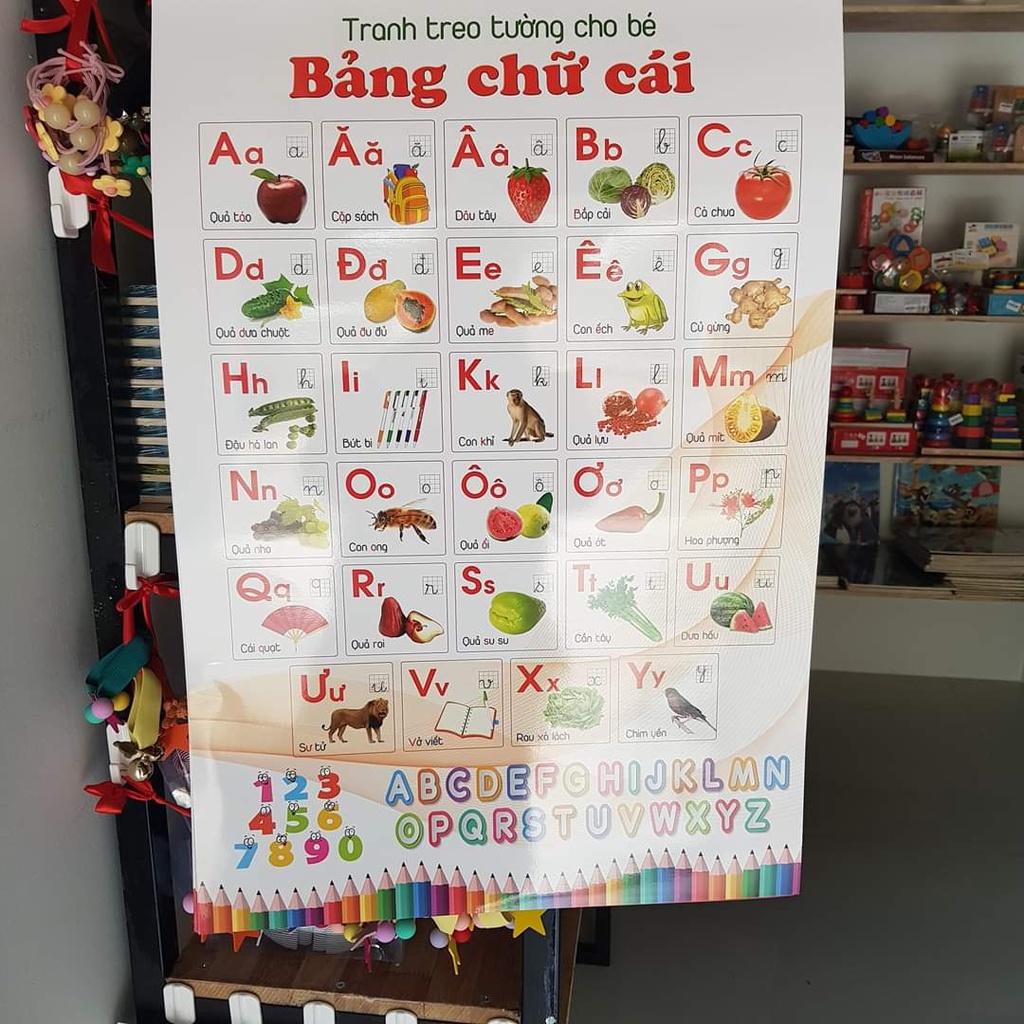 Tranh treo tường cho bé kích thước lớn 40*60cm, giấy cán bóng, 6 tờ, 2 mặt, 14 chủ đề