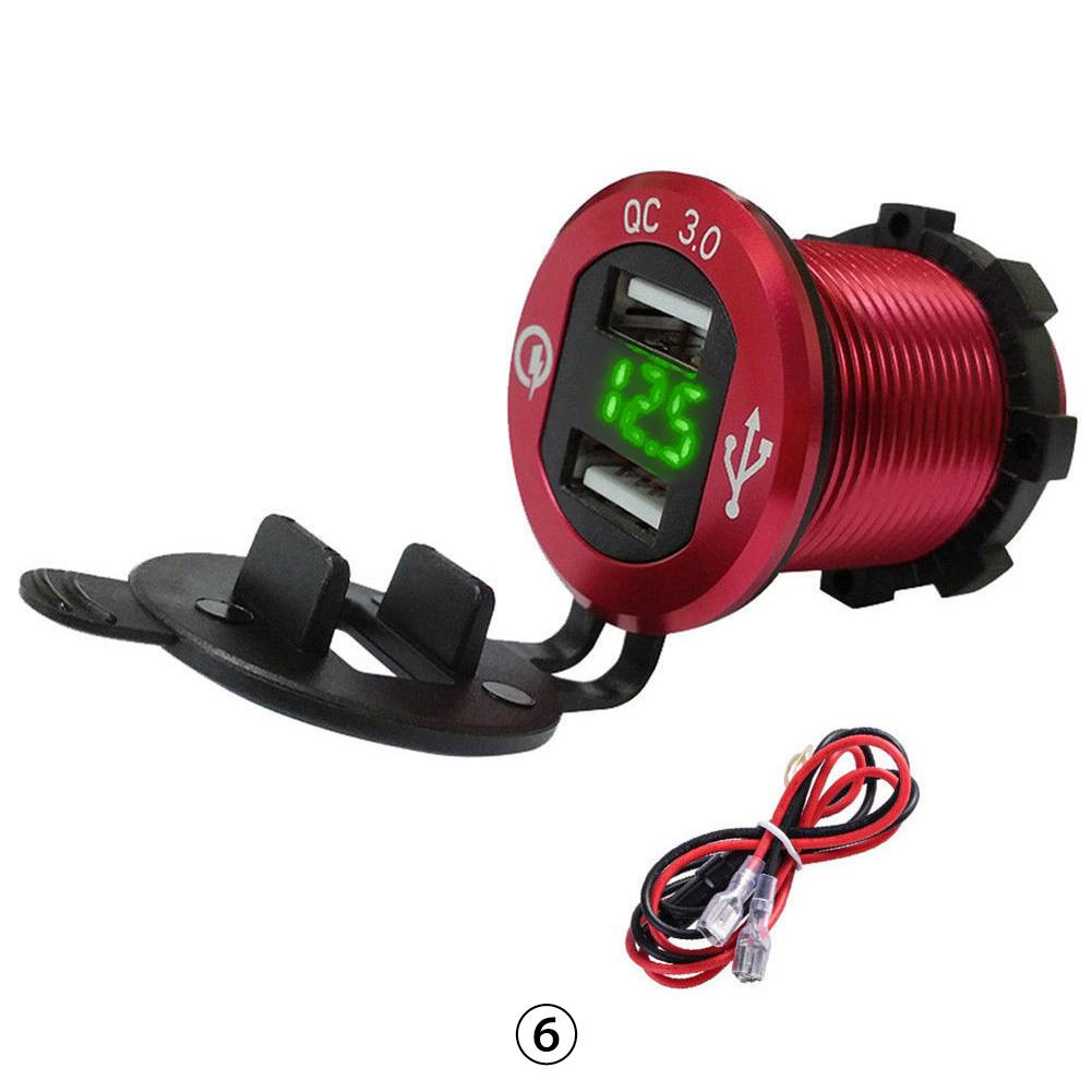 Thiết bị sạc điện thoại dùng acquy xe máy Xe Hơi USB 12V ‑ 24V Sạc Nhanh Đầu Ra Cổng Kép Chống Nước P00292506