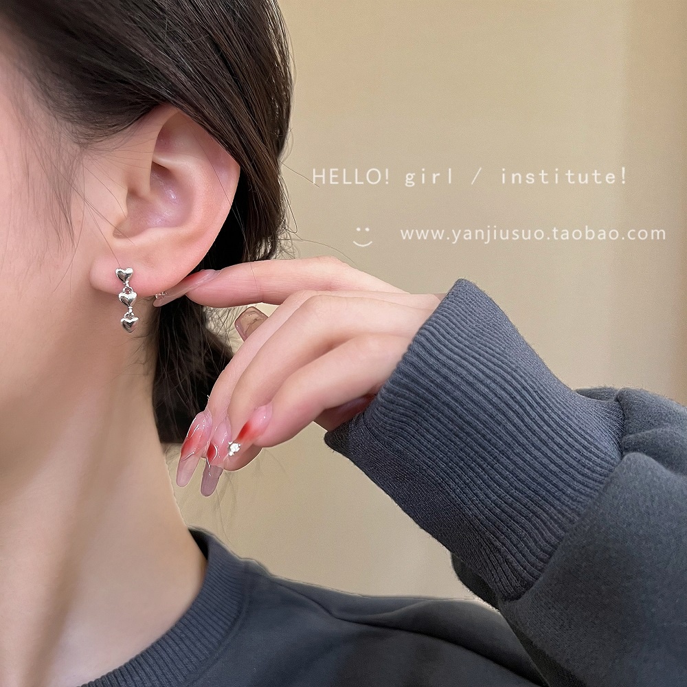 Khuyên Tai Bạc Hình Ổ Khóa Trái Tim Phong Cách Vintage Cho Nữ