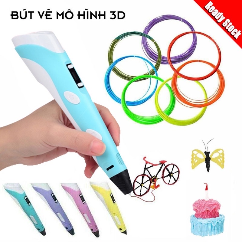 Bộ Bút Vẽ 3D Pin Sạc Nhiệt độ thấp PCL Printing Pen full phụ kiện Kèm Tập Vẽ + Nhựa PCL