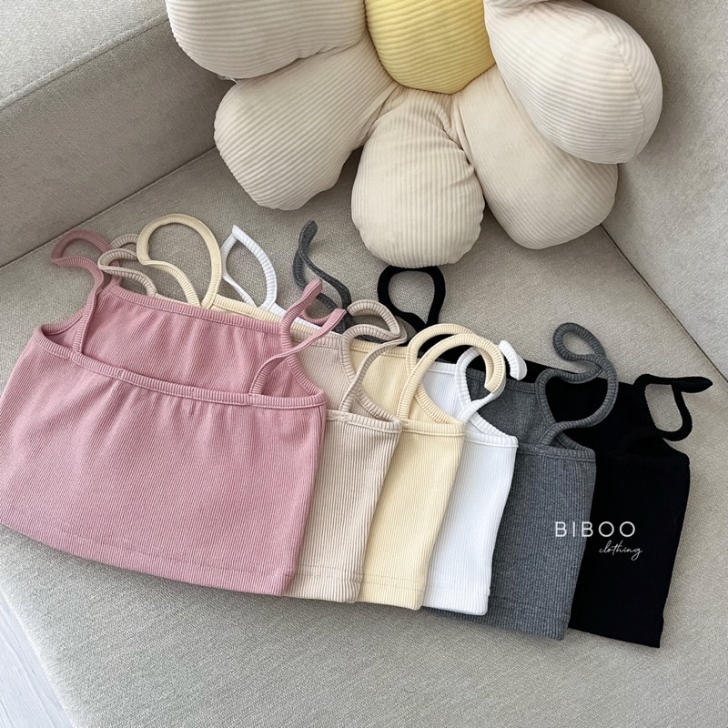 BIBOO - Áo 2 dây croptop ôm body MINI TOP chất liệu thun gân cotton thấm hút mồ hôi