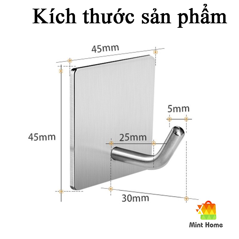 Móc dán tường inox treo đồ dính tường gạch, Móc dán chịu lực siêu bền chất liệu 304 cao cấp