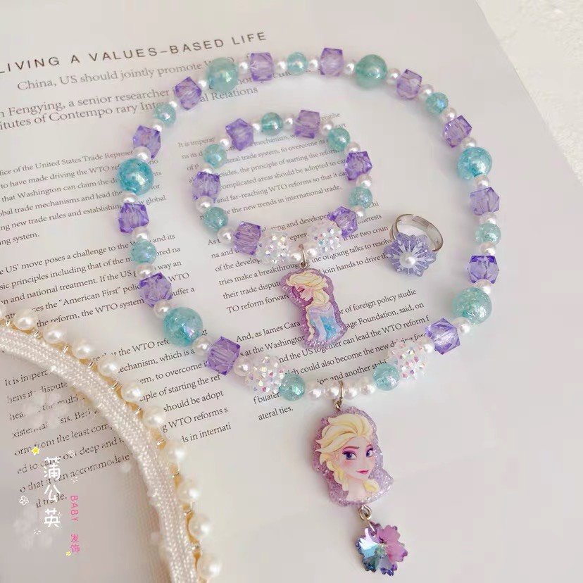 Set trang sức Frozen 3 gồm vòng cổ, vòng tay và nhẫn cho bé yêu