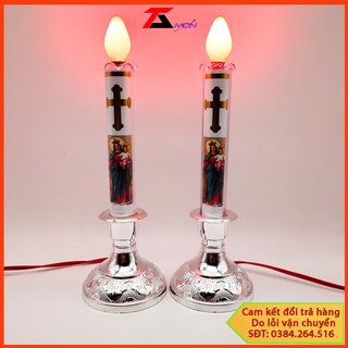 Bộ 2 cây đèn thờ thiên chúa, đèn cầy công giáo, để bàn thờ gia tiên, trang trí tủ thờ