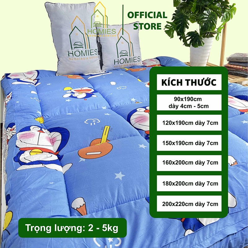 KÈM TÚI XÁCH - Nệm Topper  HOMIES Bedding & Décor Tấm làm mềm đệm cotton Đũi Hàn Quốct - Có Chun 4 Góc Cố Định Đệm