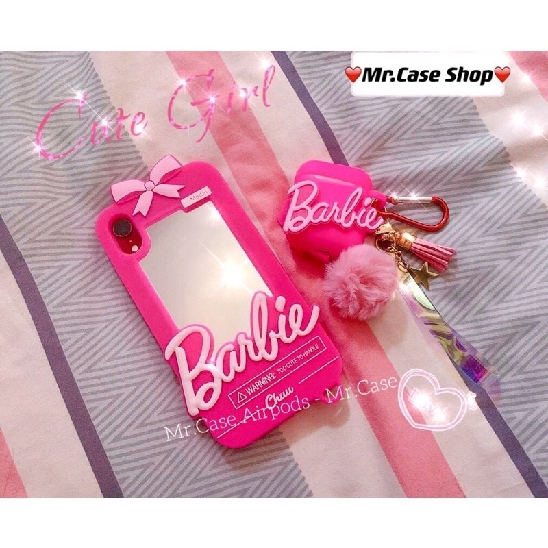 Combo ốp iphone và case Airpods 1/2 Pro Vỏ Ốp Đựng Tai Nghe Barbie Hồng Bánh Bèo Dễ Thương