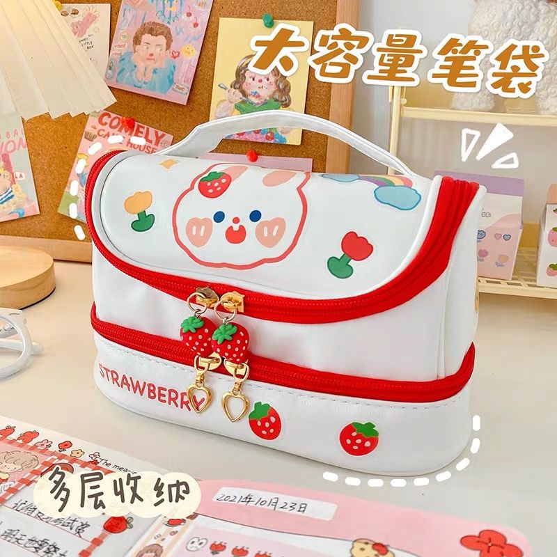 Hộp Đựng Bút Hai Lớp Sức Chứa Lớn Phong Cách Nhật Bản Dễ Thương Cho Học Sinh Tiểu Học
