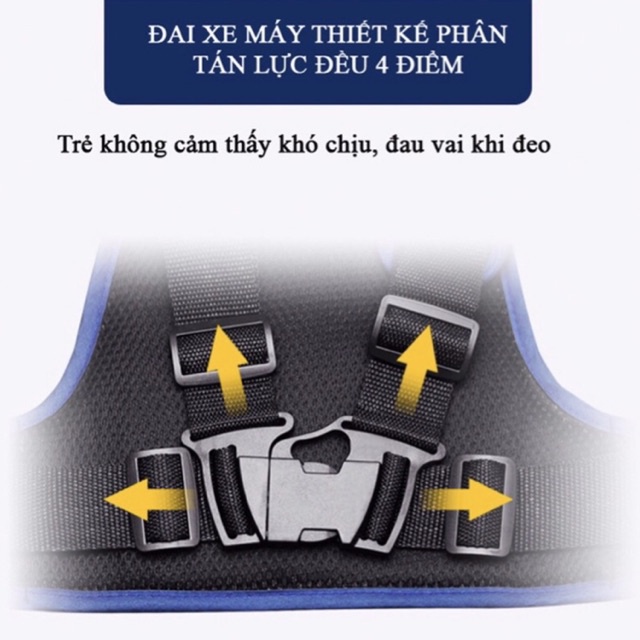 Dây đai yếm bảo hộ có khoá an toàn đi xe máy cho bé ngồi trước sau họa tiết hoạt hình dễ thương - TiNa’s House