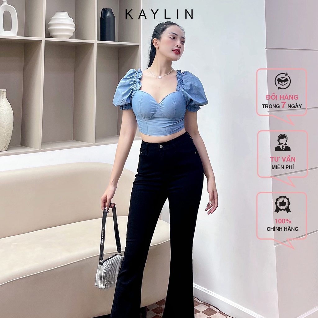 Áo Croptop cúp ngực tay phồng N1586 - KAYLIN
