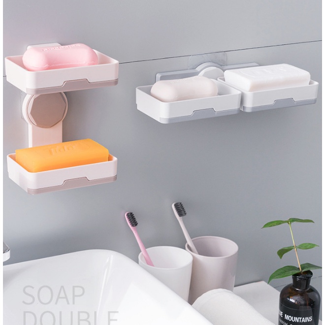 Khay Đựng Xà Phòng - Kệ Để Xà Phòng Dán Tường 2 Tầng