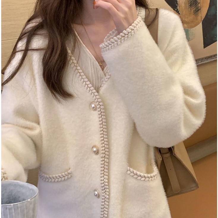 Áo Khoác Cardigan Nhung Dáng Rộng Thời Trang Mùa Thu Dành Cho Nữ 2021