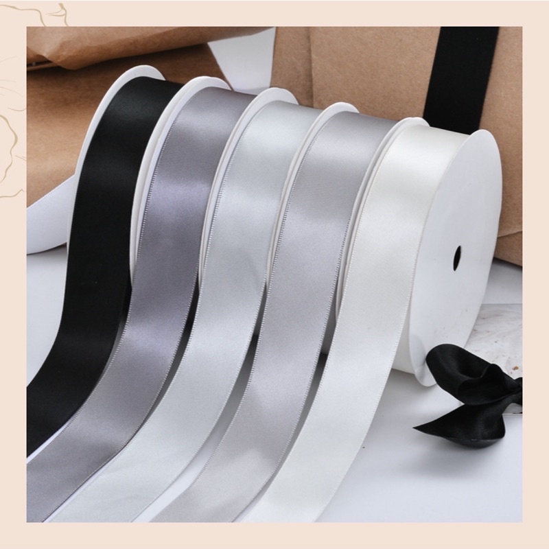Combo 5 mét ruy băng satin lụa trơn 1 mặt