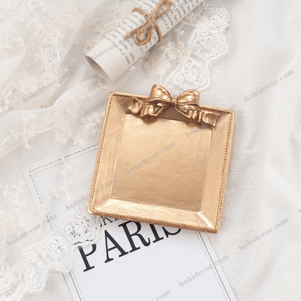 Khay Đựng Retro Vintage, Dĩa Vàng Đạo Cụ Trang Trí Chụp Ảnh Sản Phẩm, Phụ Kiện Chụp Hình Nail, Trang Sức - HoHi Decor