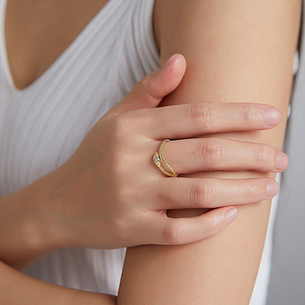 Aaron1 Nhẫn Hở Mỏng Thanh Lịch Phong Cách Hàn Quốc Cổ Điển Dành Cho Nữ|Rắn / Nhiều Màu