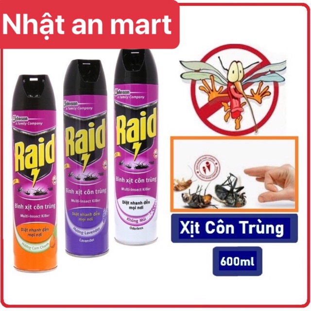 Xịt côn trùng RAID 600 diệt tới 99,9%
