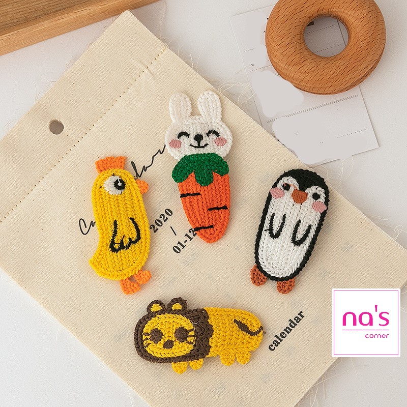 Kẹp tóc mái len đan thêu handmade hoạt hình hình thú dễ thương ngộ nghĩnh dạng kẹp bật hairclip