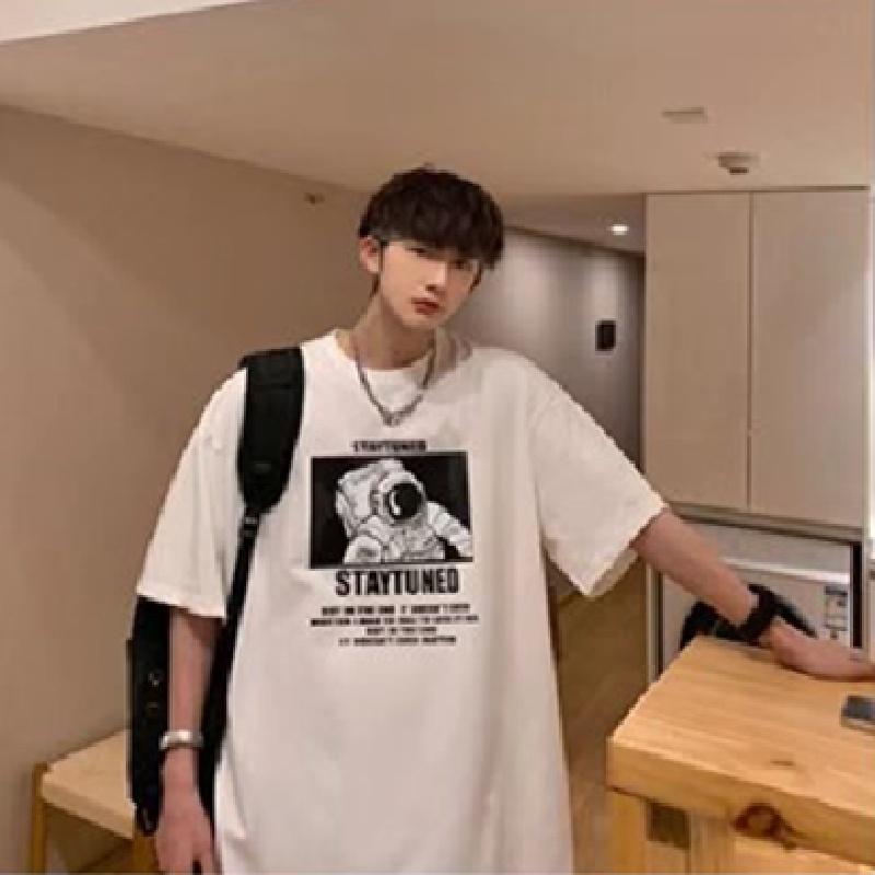 Áo Thun Nam Dáng Rộng In Hình Phi Hành Gia Thời Trang Hàn Quốc Size M-8XL