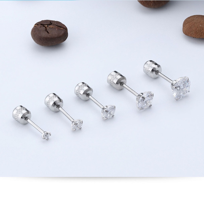 1 Đôi Khuyên Tai Đính Đá Zircon Phong Cách Hàn Quốc Thời Trang