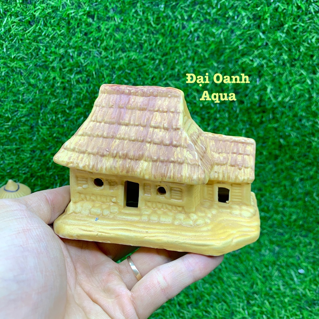 Mô hình nhà trang trí tiểu cảnh, bể cá, chậu cây, hòn non bộ, sân vườn