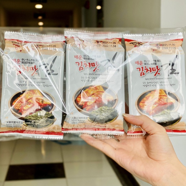 Rong Biển Ăn Liền Hàn Quốc Vị Kim Chi Spicy Kimchi Seasoned Laver Lốc 3 gói * 4g