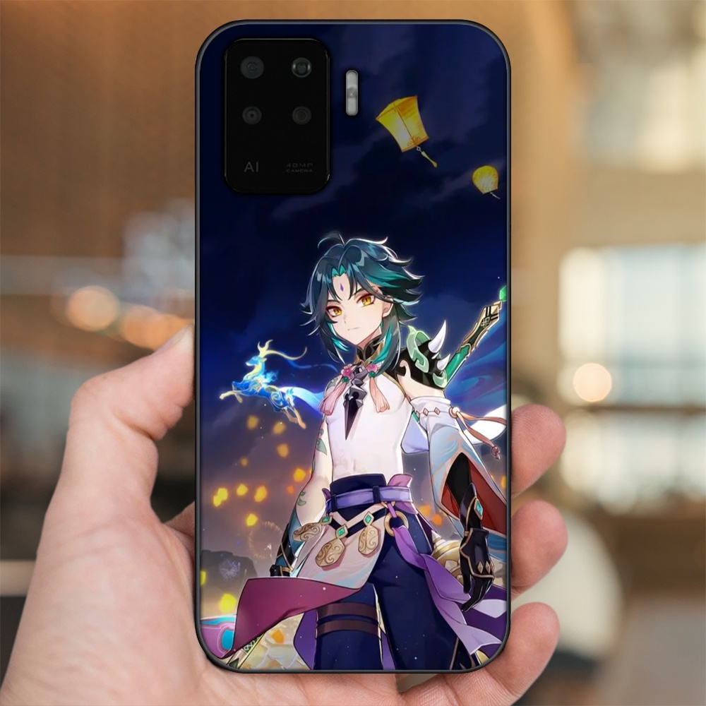Ốp lưng Oppo A94 viền đen in hình Xiao Genshin Impact