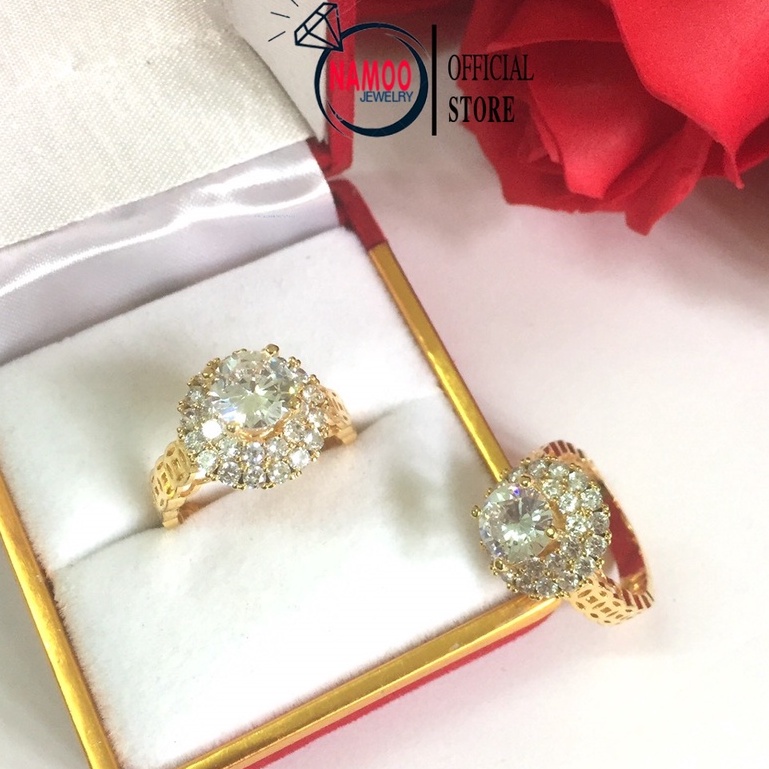 Nhẫn Đính Đá Nữ N024 Mạ Vàng, Nhẫn Phụ Kiện Nữ Namoo Jewelry