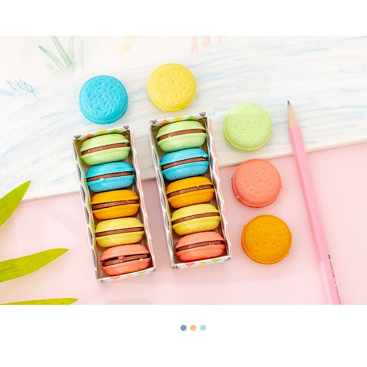 Gôm tẩy bút chì hình bánh Macaron dễ thương, gôm tẩy nhiều màu sắc E517