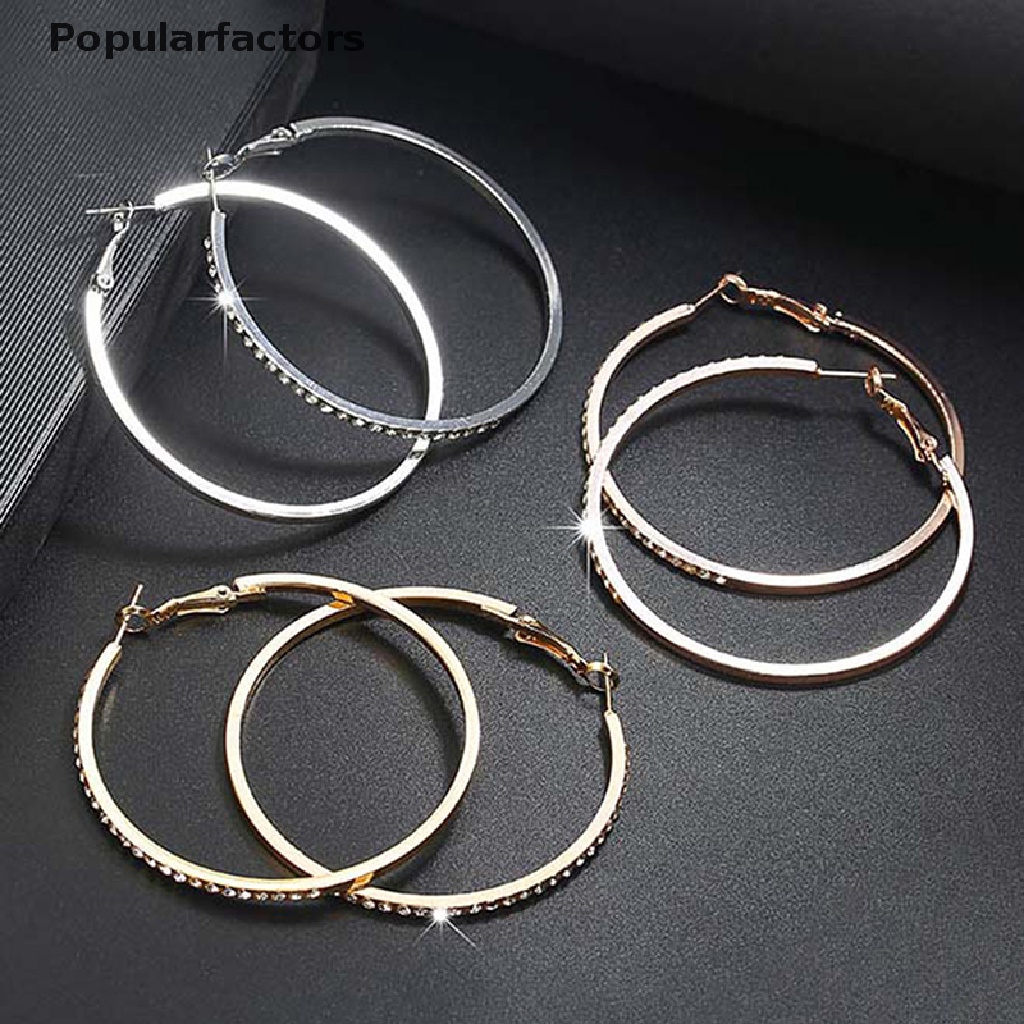 Đôi bông tai hình tròn đính đá thời trang cho nữ chất lượng cao