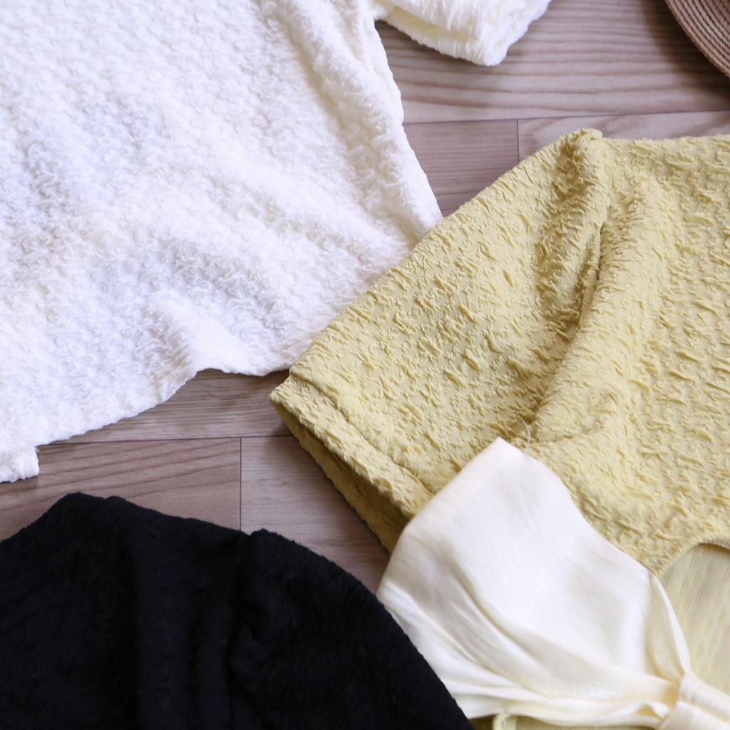 ÁO CROPTOP THUN XỐP NƠ SAU