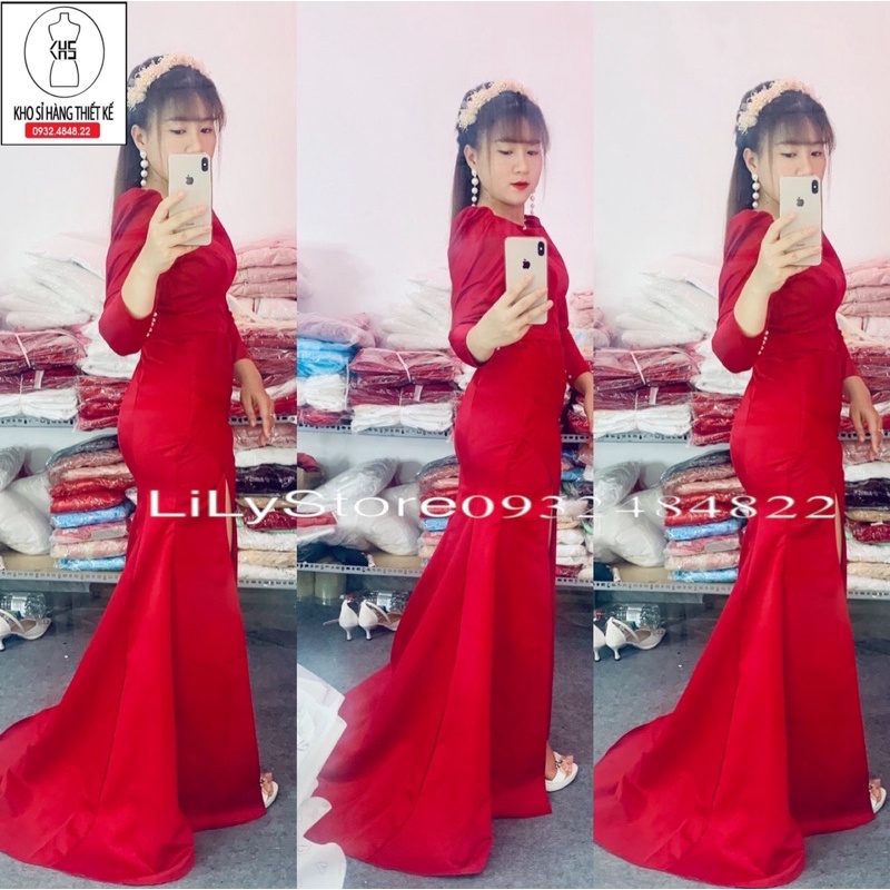 ĐẦM DẠ HỘI BODY DUÔI CÁ XẾP LY XẺ ĐÙI full size S/M/L/XL . ( video và ảnh do chủ shop tự chụp 100000%)