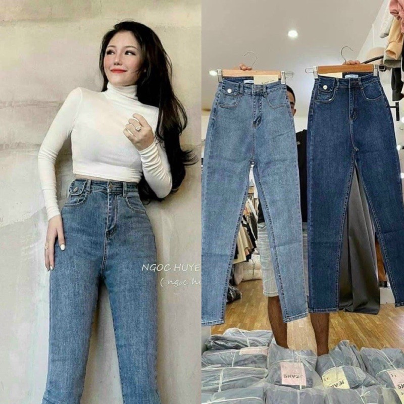 QUẦN JEANS NỮ CẠP CAO BODY SIÊU CO DÃN CHẤT DÀY XỊN - Quần bò nữ cạp cao dáng ôm