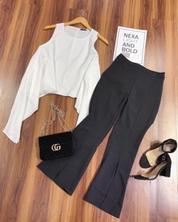 SET AO LỆCH TÀ QUẦN ỐNG LOE