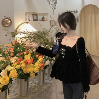 Áo nhung pelum cổ vuông 4104