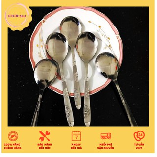 Thìa inox loại dày cán có hoa văn phân loại nhiều kích thước
