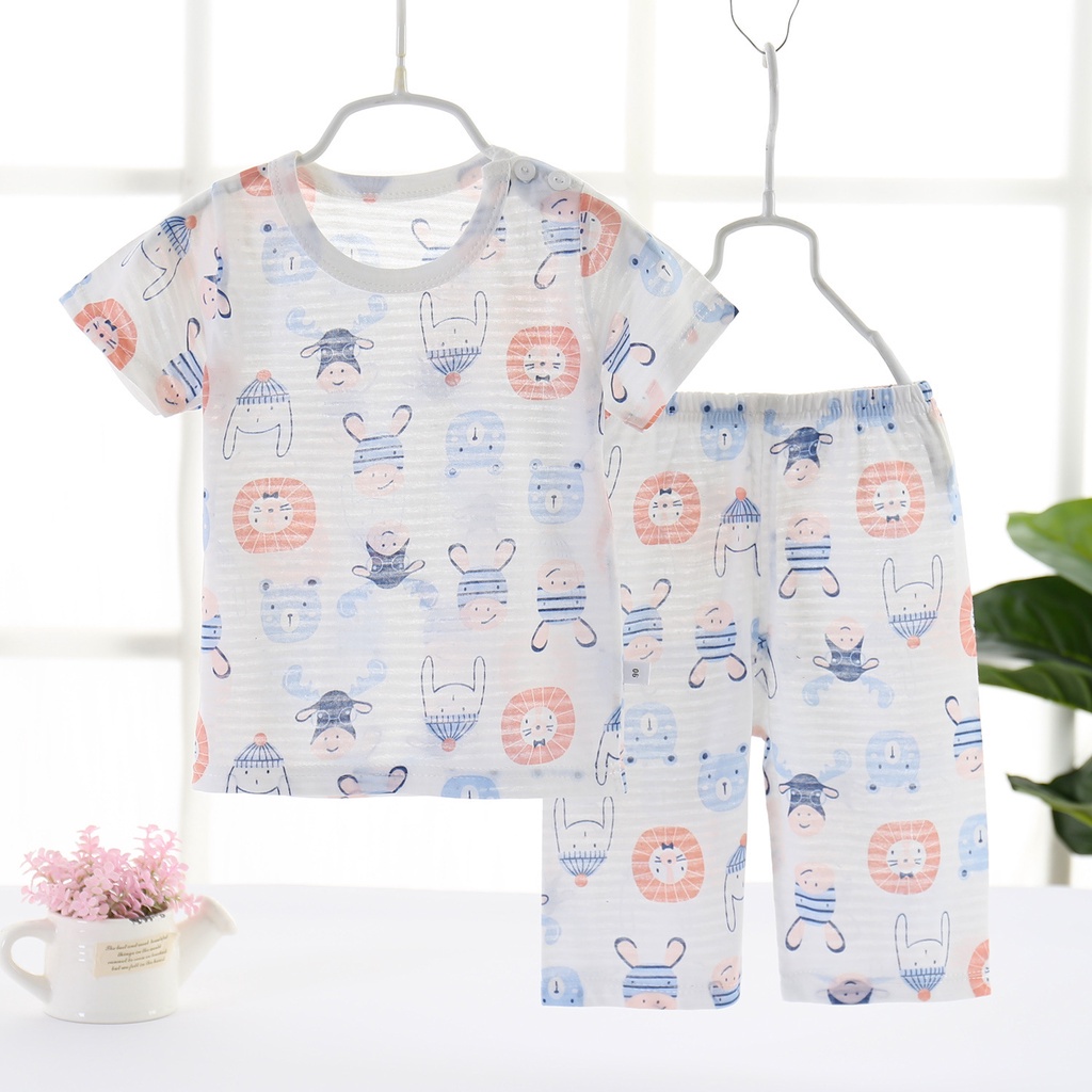 Bộ đồ ngủ SANITKUN thoáng khí thời trang họa tiết hoạt hình dễ thương cho bé trai và bé gái