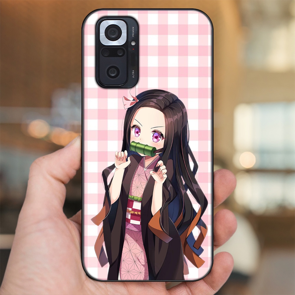 Ốp lưng Xiaomi Redmi Note 10 Pro viền đen in hình Nezuko Kimetsu no Yaiba