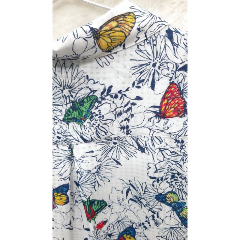 Áo sơmi  kiểu in hình bướm tay lỡ big size ( vòng 1 từ  120 cm đến 130cm)