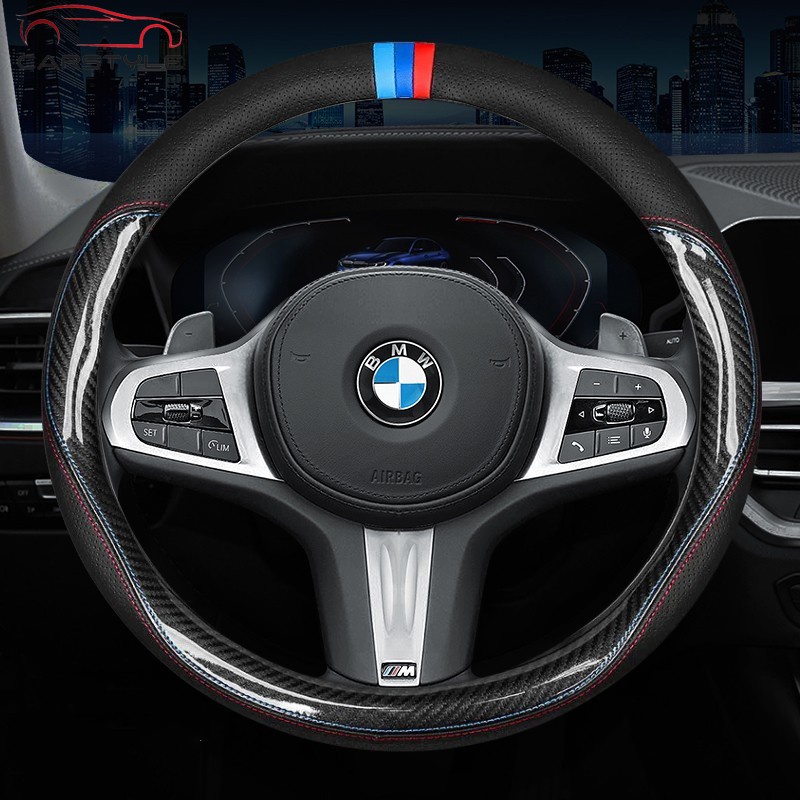 Bọc vô lăng da bò phối sợi carbon cho BMW F01 F06 F10 F15 F16 F20 F21 F25 F26 F30 F32 F80 F82 1 2 3 4 5 6 7 Series