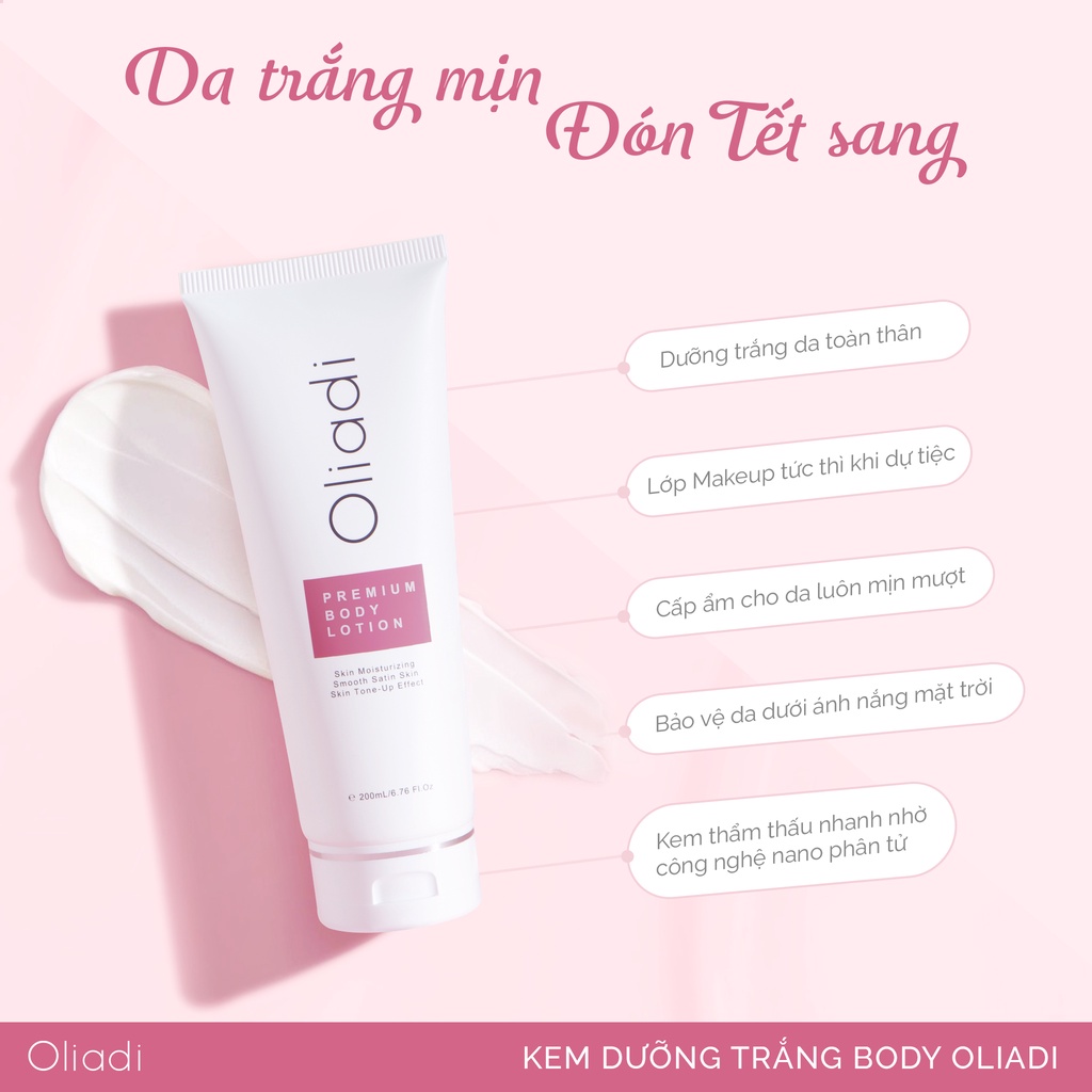 [MUA 2 TẶNG 1] COMBO 2 TUÝP Kem Body Oliadi Dưỡng Trắng Toàn Thân Với Công Nghệ Hạt Nano Phân Tử 200ml Chính Hãng