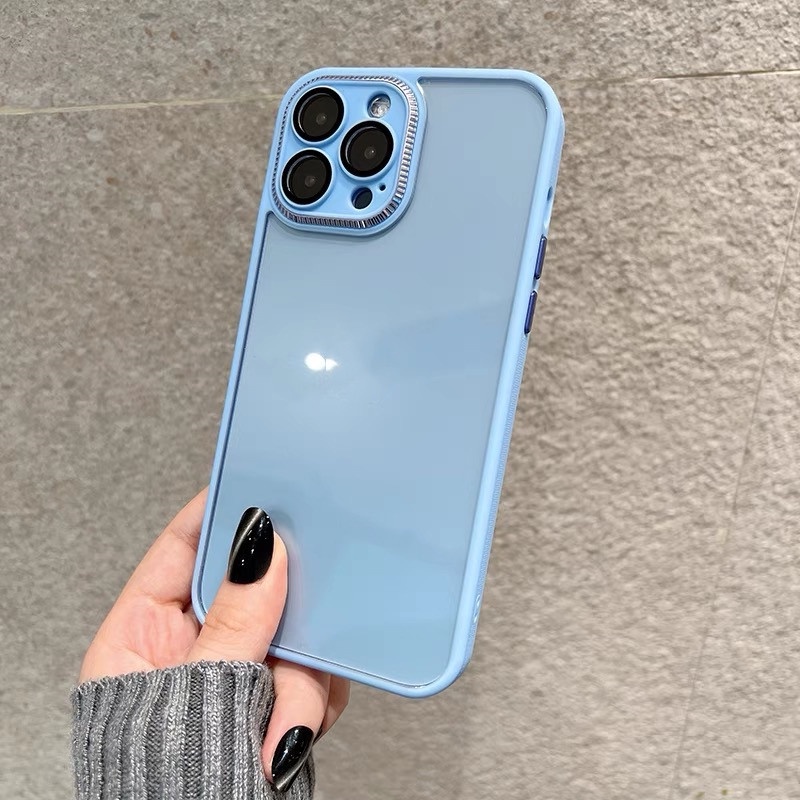Mới Ốp Điện Thoại iphone 14 pro max 12 13 pro max 12 13 14plus case ốp lưng điện thoại iphone 14 promax Màu tím Cứng Trong Suốt Chống Sốc Bảo Vệ Ống Kính Máy Ảnh Cho