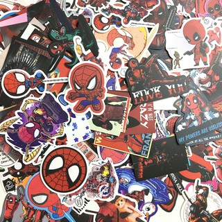 Sticker Deadpool x Spiderman dán trang trí planer, scrapbook, điện thoại, laptop,... size nhỏ 3-5cm