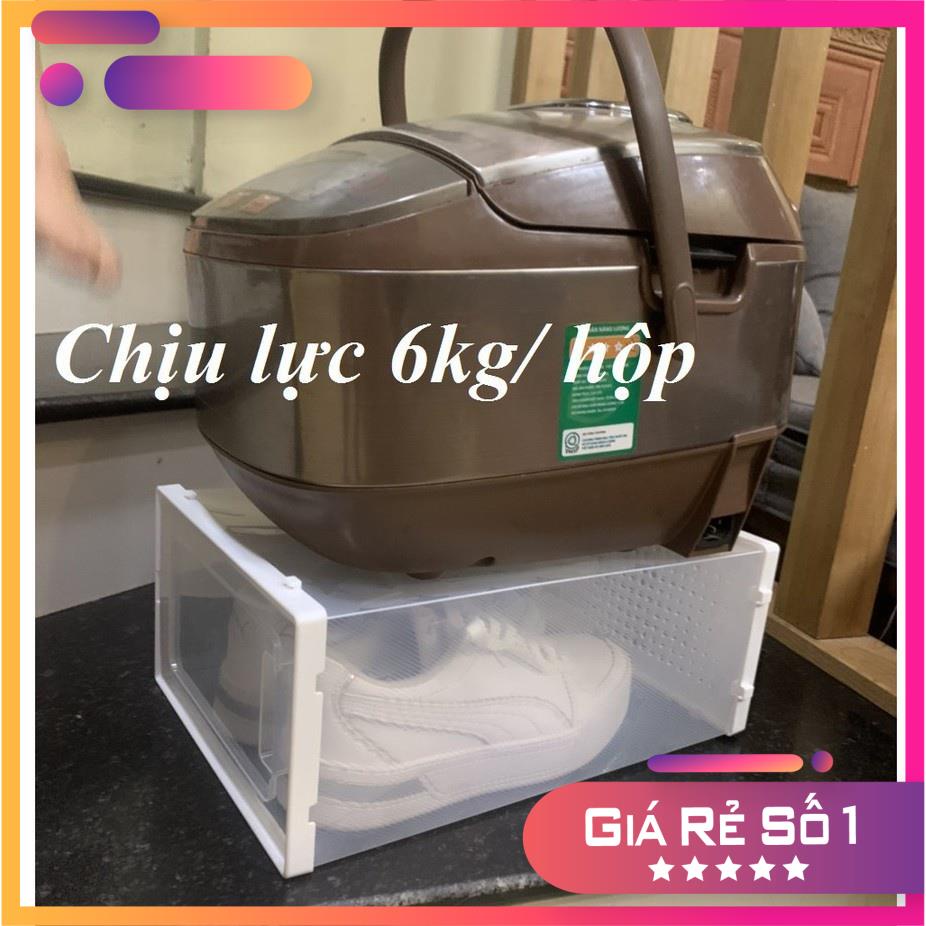 Combo 10 Hộp Đựng Giày Nhựa Cứng Trong Suốt Cao Cấp, Chịu Lực Tốt Tới 6kg - Tặng Kèm Gói Hút Ẩm