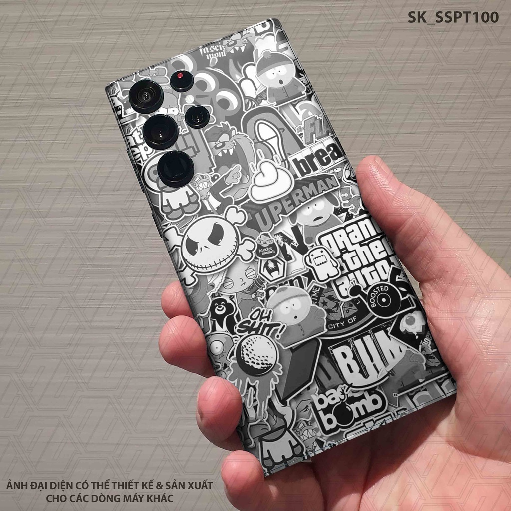 Miếng Dán Skin Partern BOM Black White Samsung Note 20 Ultra |SK_SSPT100| Dán Full Lưng Viền Máy, Chất Liệu Chính Hãng