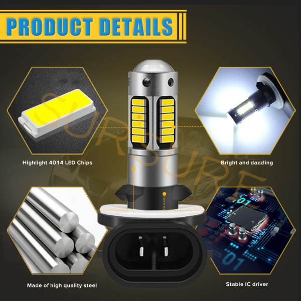 Set 2 Đèn Pha LED Sương Mù Ánh Sáng Trắng H27 881 880 DC12V 1200LM 6000K Dành Cho Ô Tô