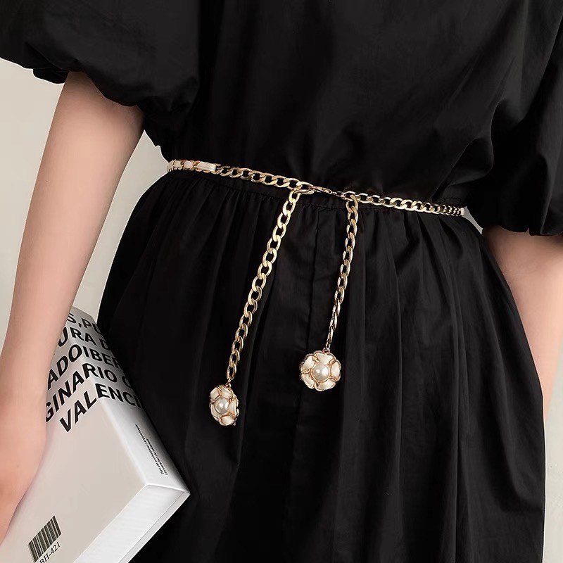 Đai váy áo đầm phối xích thả sợi hoa - Belt váy vàng đen xích thả sợi tiểu thư - Thắt Lưng trendy