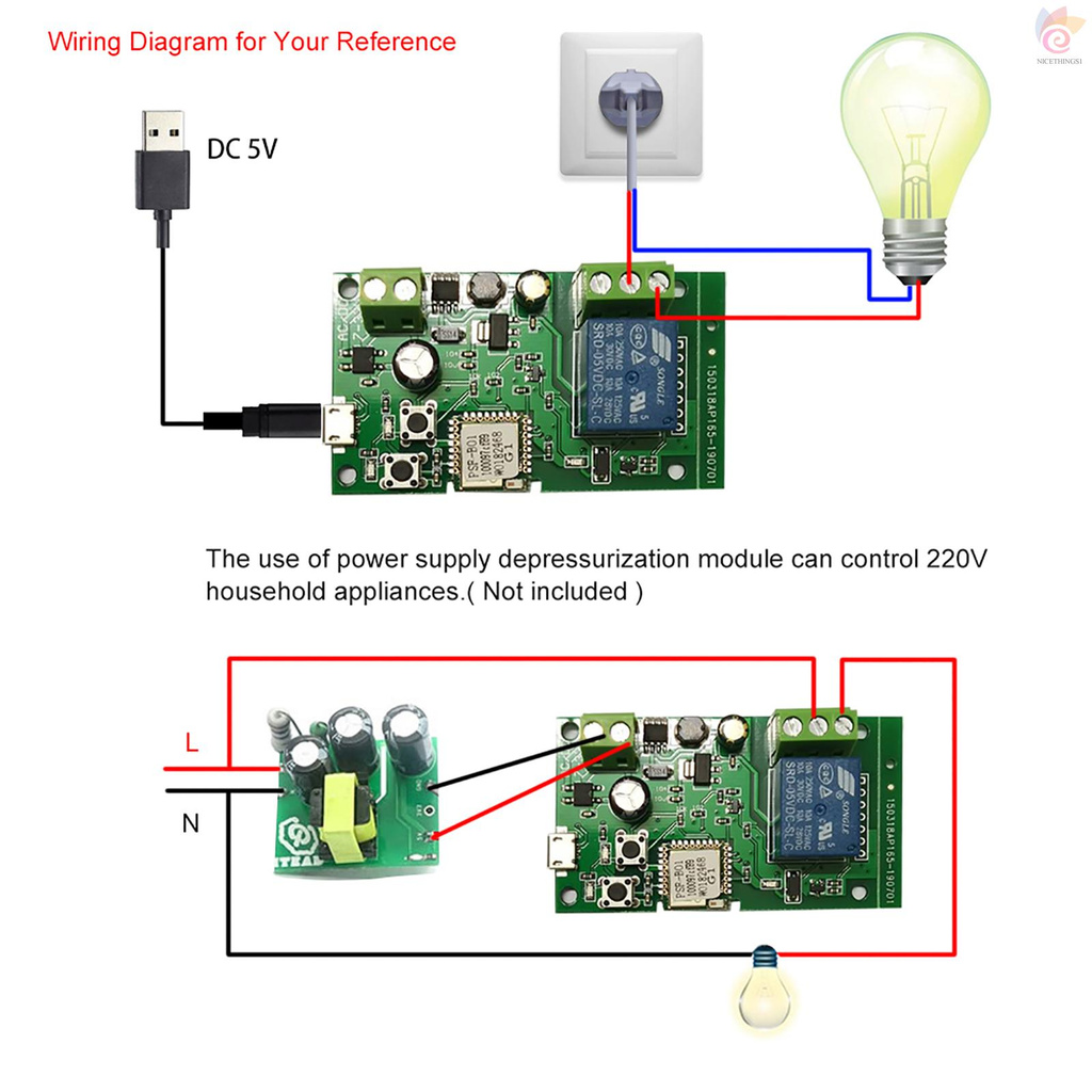 GOOGLE Mô Đun Rơ Le Wifi Nt Ewelink Dc5V 12v 24v 32v + Bộ Phụ Kiện Đi Kèm