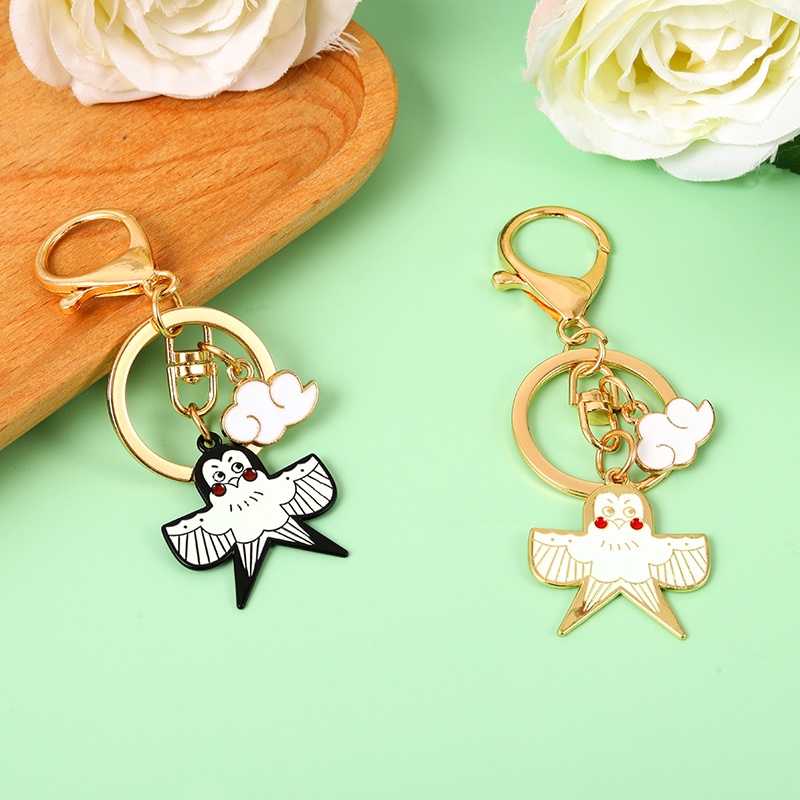 Móc khóa QIHE JEWELRY hình chim én màu vàng/ đen làm quà tặng cho bạn bè
